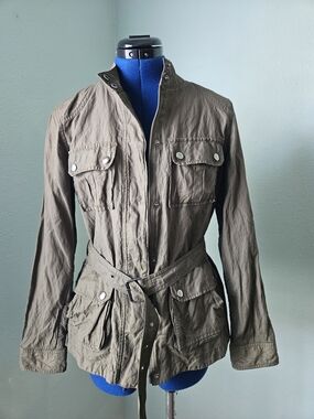 G.I.L.I. Women's Military-style Field Jacket in Olive Green with Belt